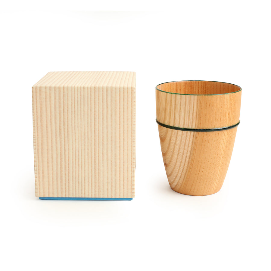 Wooden Cup With Green Line