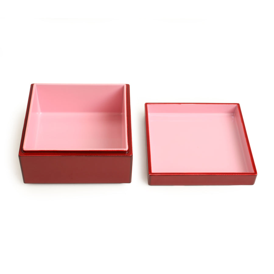 Floral Red and Pink Box Made with Lacquer.