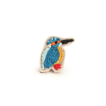 Embroidered King Fisher Bird Brooch