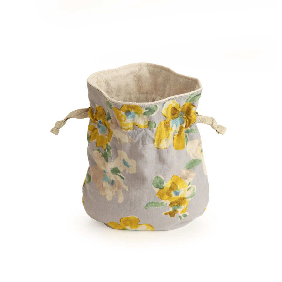Drawstring Pouch with Yellow Flowers Design
