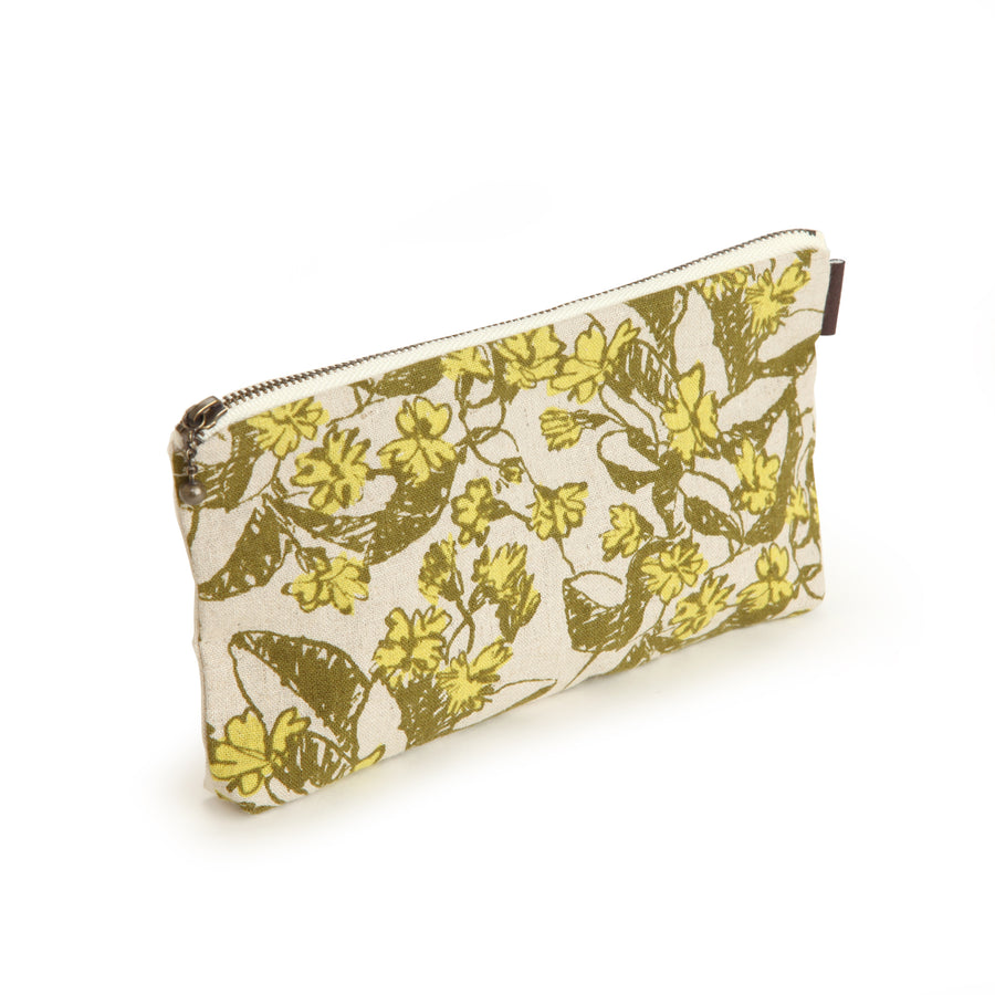 Green And Yellow Floral Pouch