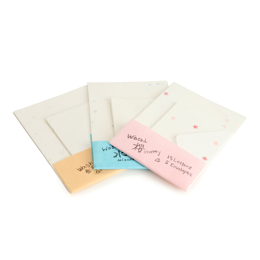 Letter Paper With Blue Dots on Washi Paper