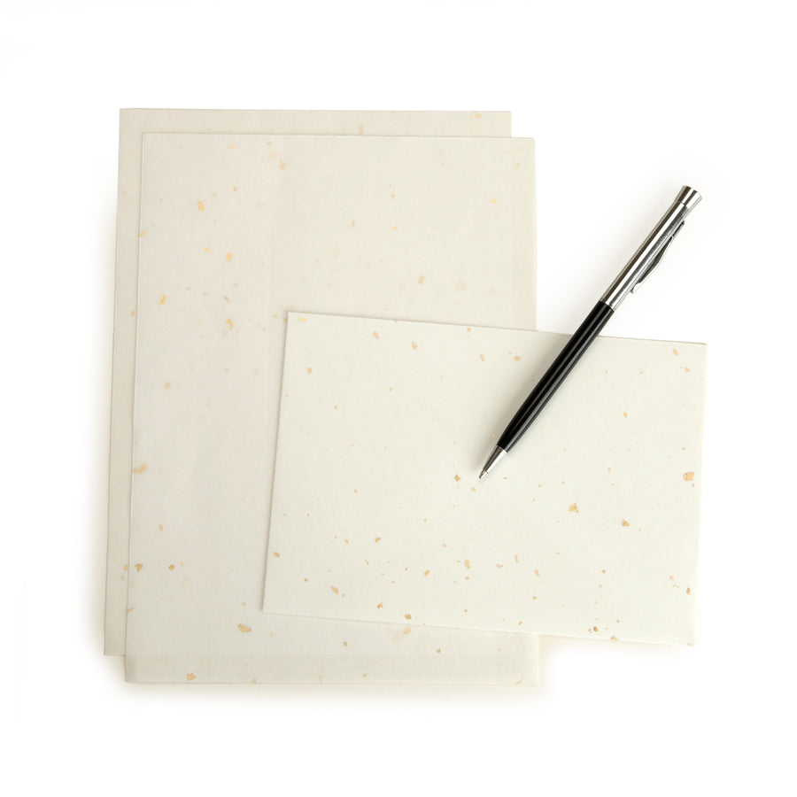 Letter Paper with Golden Leaves