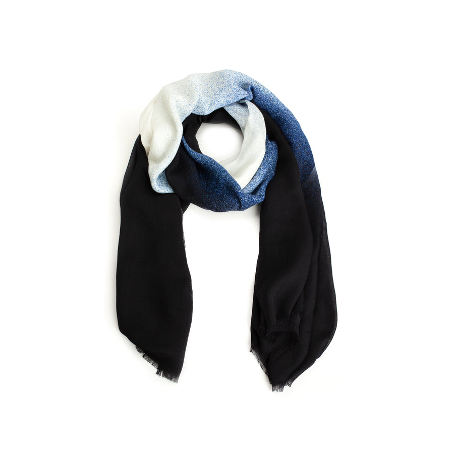 Elegant Wool Blue Universe Scarf