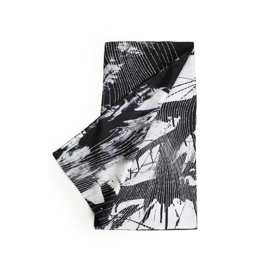 100%  Black and White Silk Scarf