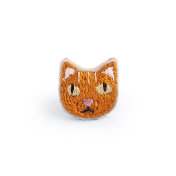 Embroidered Cat Brooch