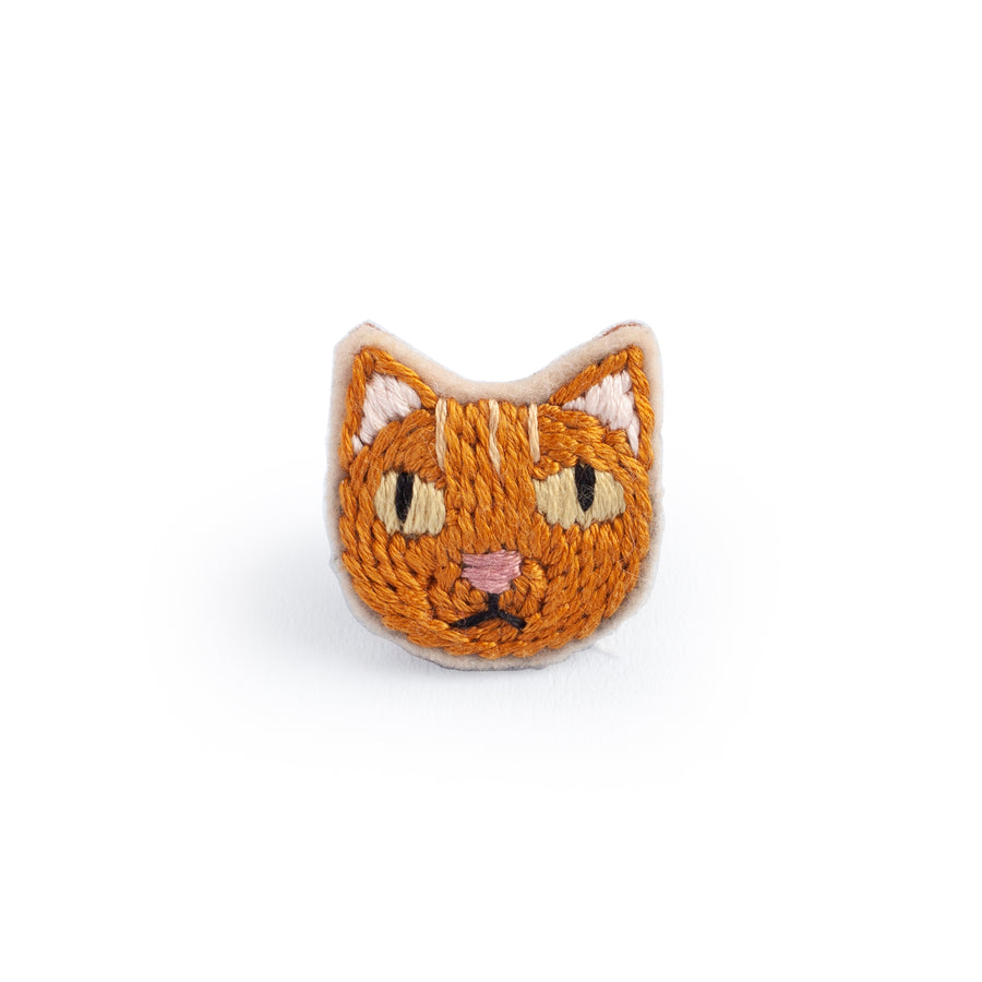 Embroidered Cat Brooch