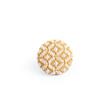 Embroidered White & Light Brown Brooch