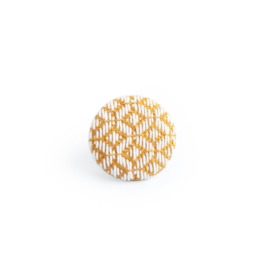 Embroidered White & Light Brown Brooch