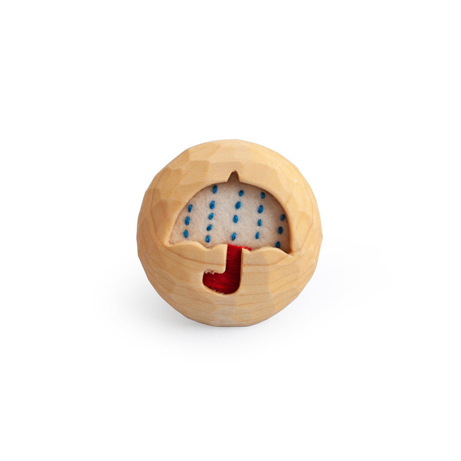 Wooden Brooch with Umbrella Design