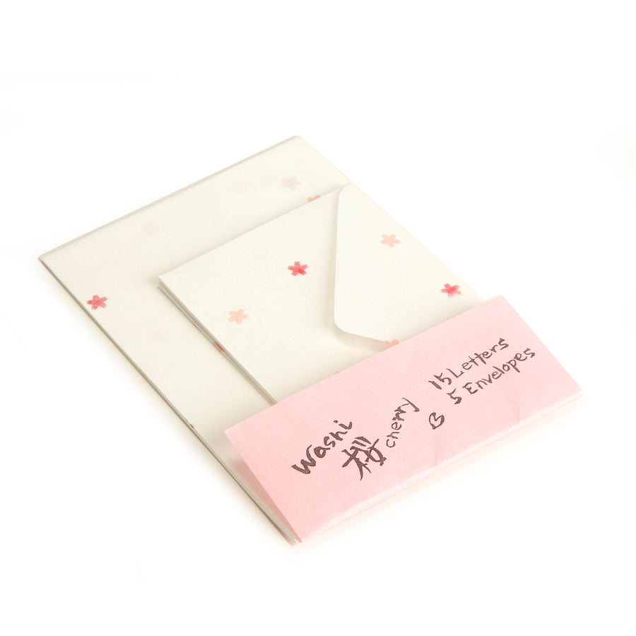 Letter Paper with Japanese Cherry Tree Flower Blossom on Washi Paper