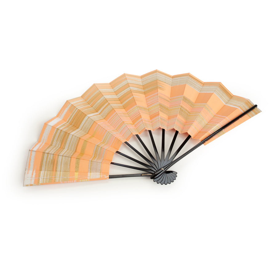 Decorative Fan with Salmon Pink and Gold Tones