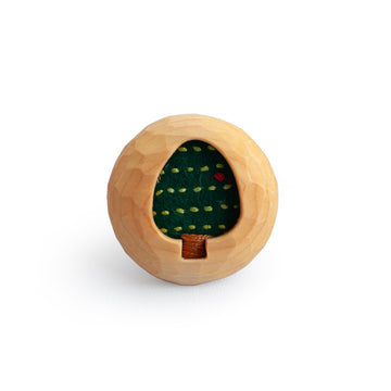 Wooden Tree Brooch