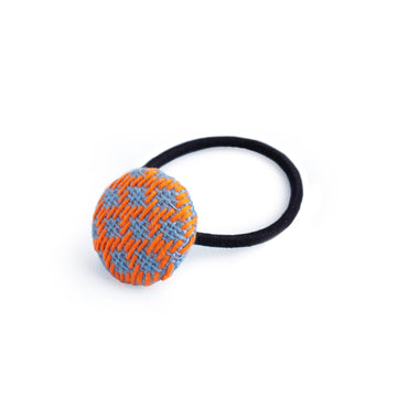 Embroidered Orange & Blue Elastic hair