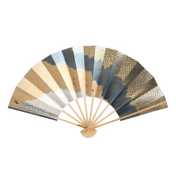 Decorative Fan with Gray and Gold Tones