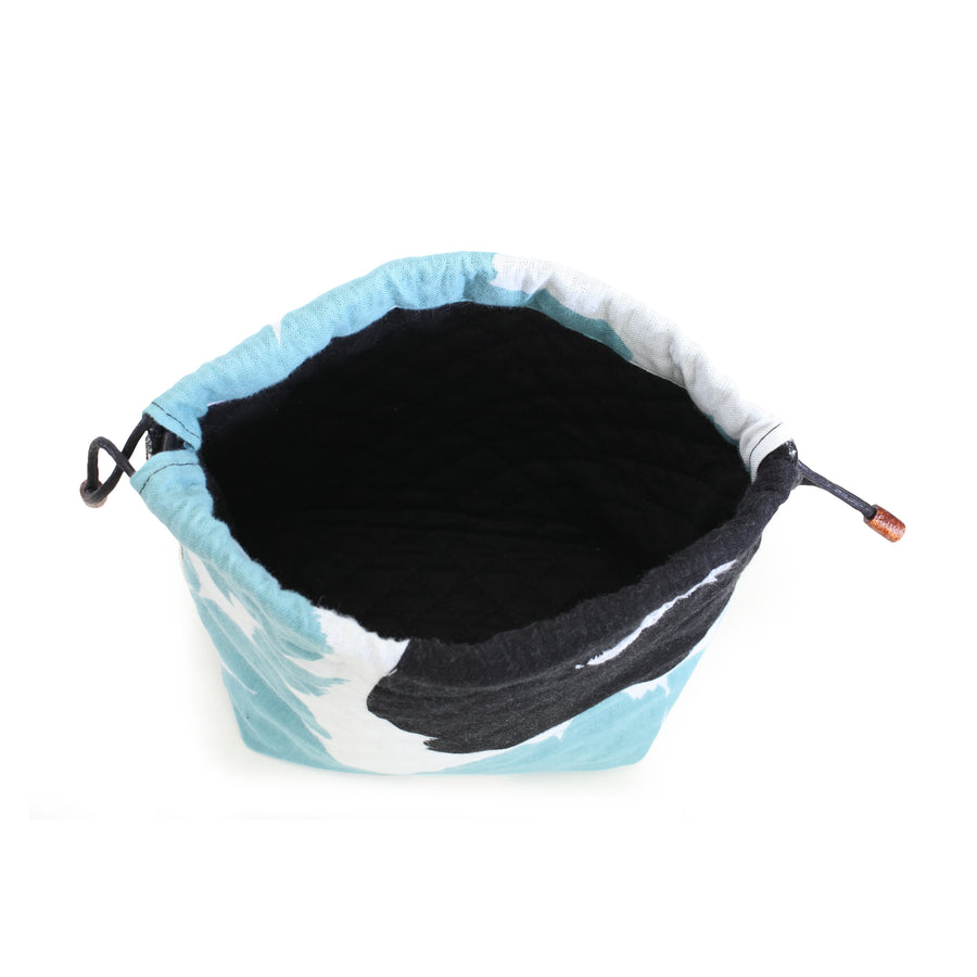 Small Blue Cotton Pouch With Drawstrings