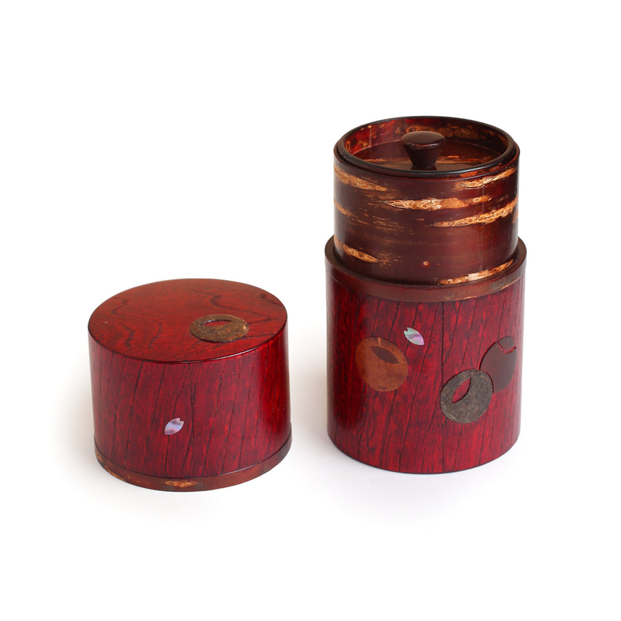 Redish Wood Tea Container Hand Carved 100 gr