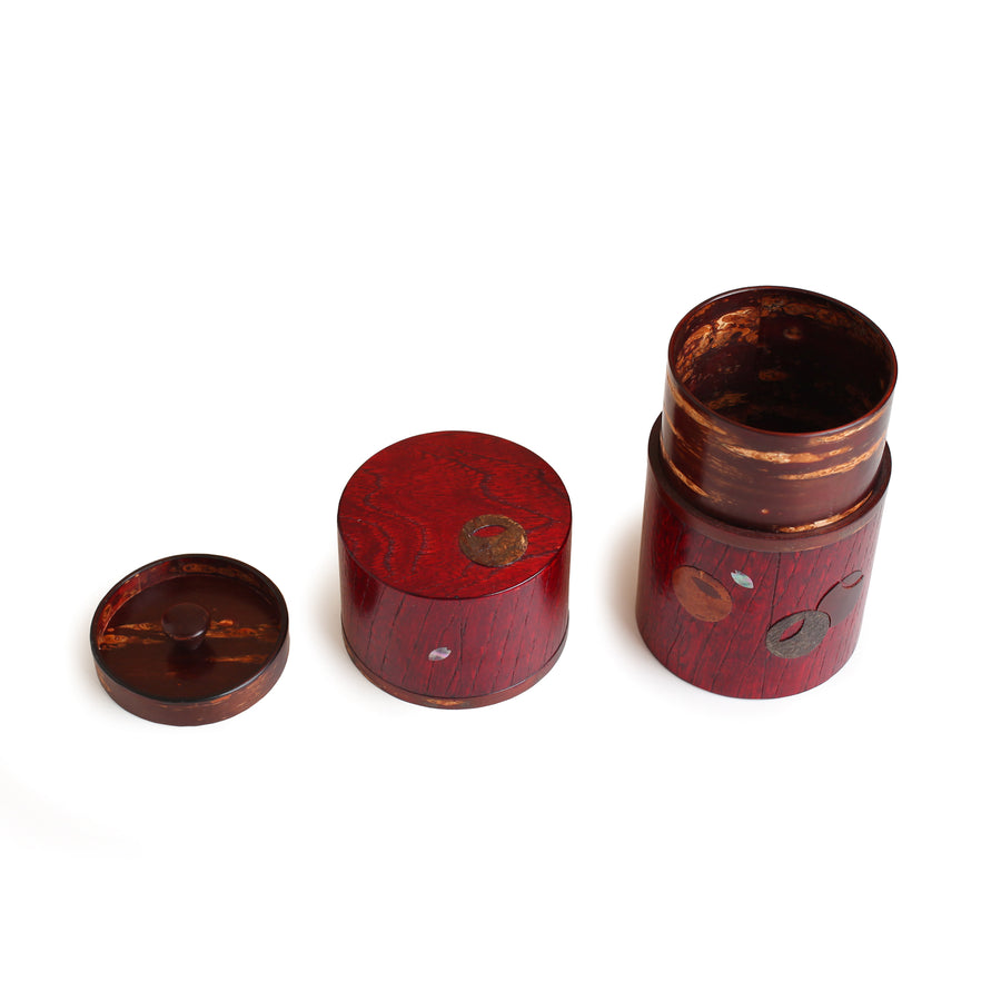Redish Wood Tea Container Hand Carved 100 gr