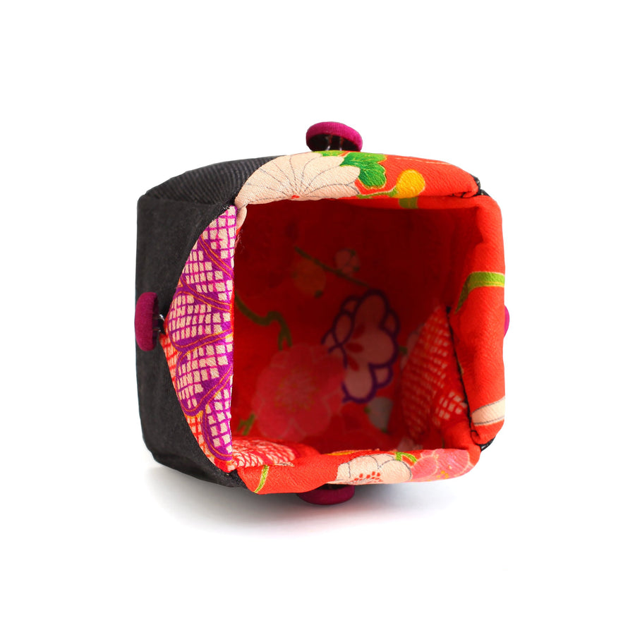 Cube Shaped Case Made from Japanese Kimono