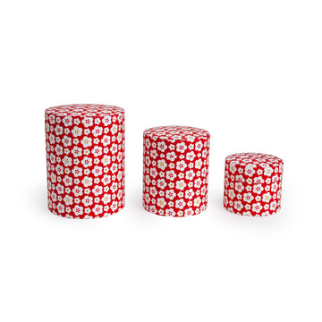 Colorful Set of Containers with Cherry Blossom Design