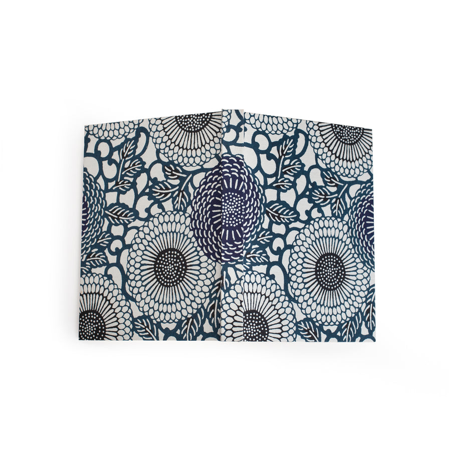 Notebook With Dark Blue Chrysanthemums.