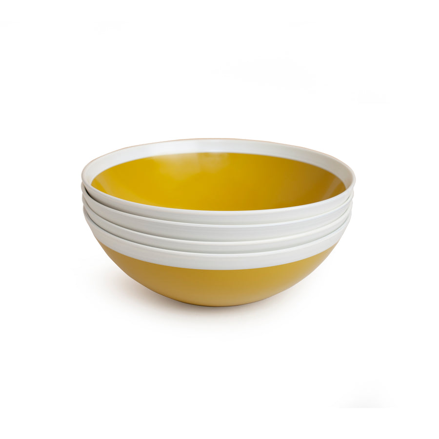 Half Bowl Mustard Colored Lacquer Bowl Set