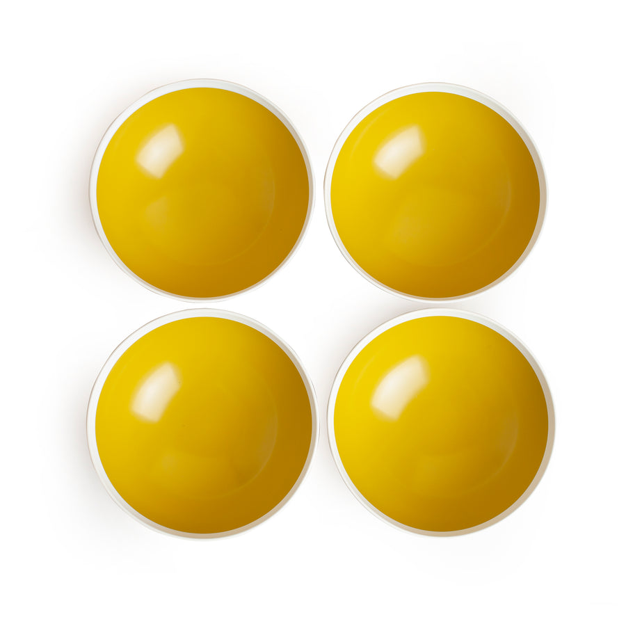 Half Bowl Mustard Colored Lacquer Bowl Set