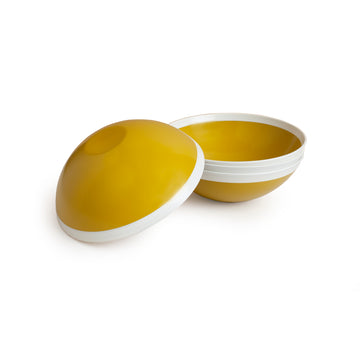 Half Bowl Mustard Colored Lacquer Bowl Set