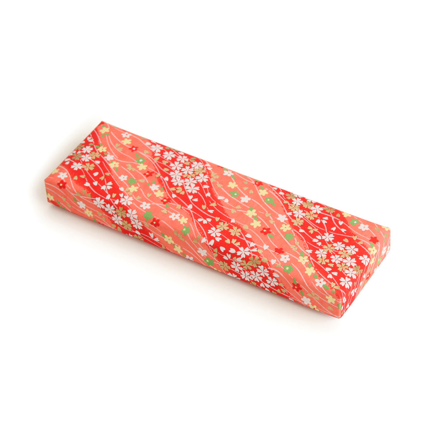 Colored Pencil Box with Japanese Flower Design