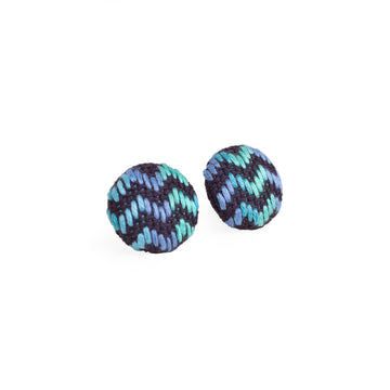 Unique Blue and Black Embroidered Stud Earrings