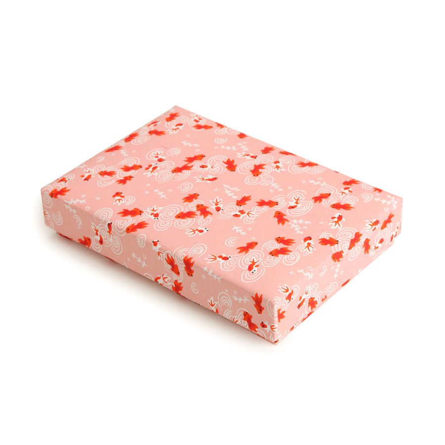 Pink Washi Paper Box with little Goldfishes