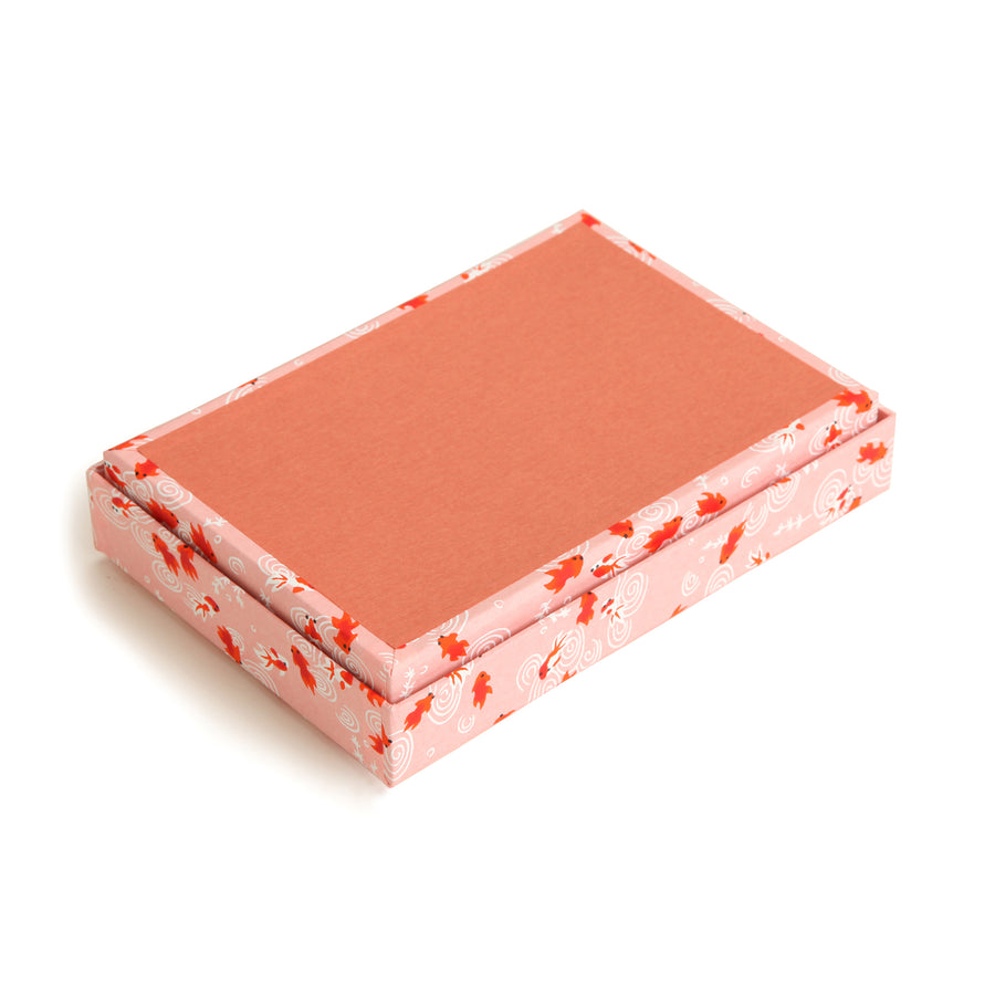 Pink Washi Paper Box with little Goldfishes