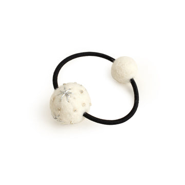 White Felt Pom-Pom Elastic Hair