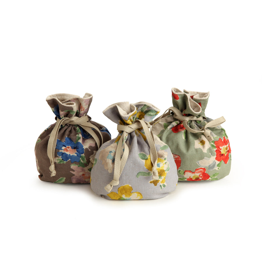 Drawstring Pouch with Yellow Flowers Design
