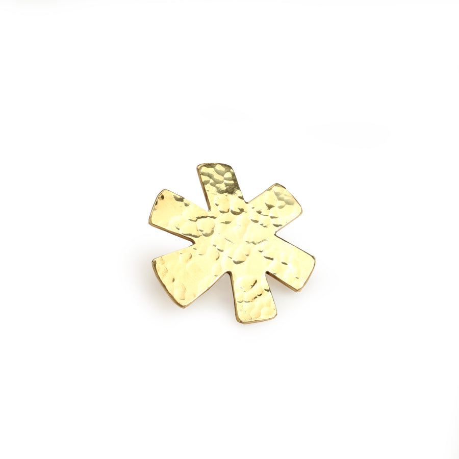 Stylized Flower Brooch With Hammered Finish