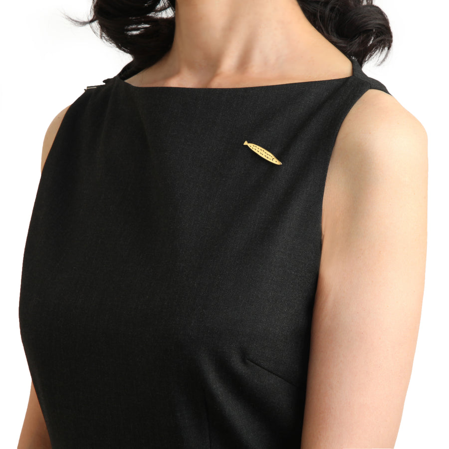 Long Brass Fish Brooch