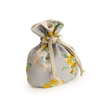 Drawstring Pouch with Yellow Flowers Design