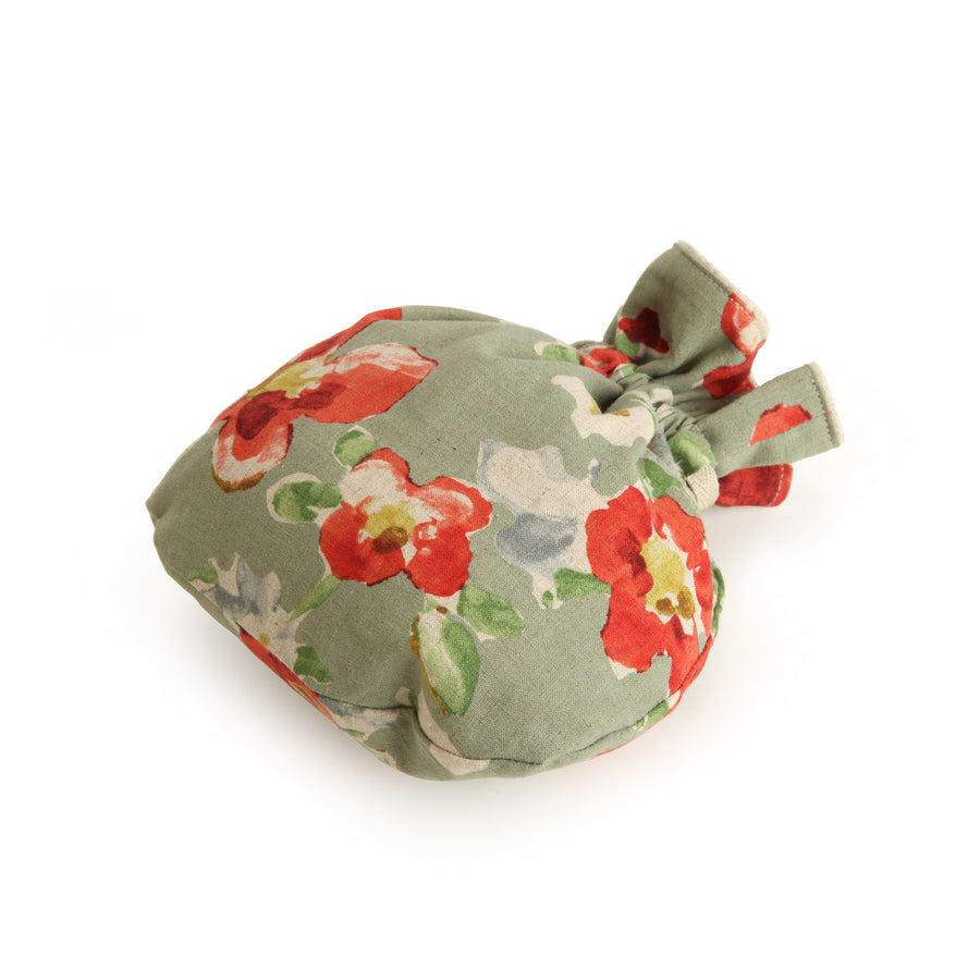 Drawstring Pouch with Red Flowers Design